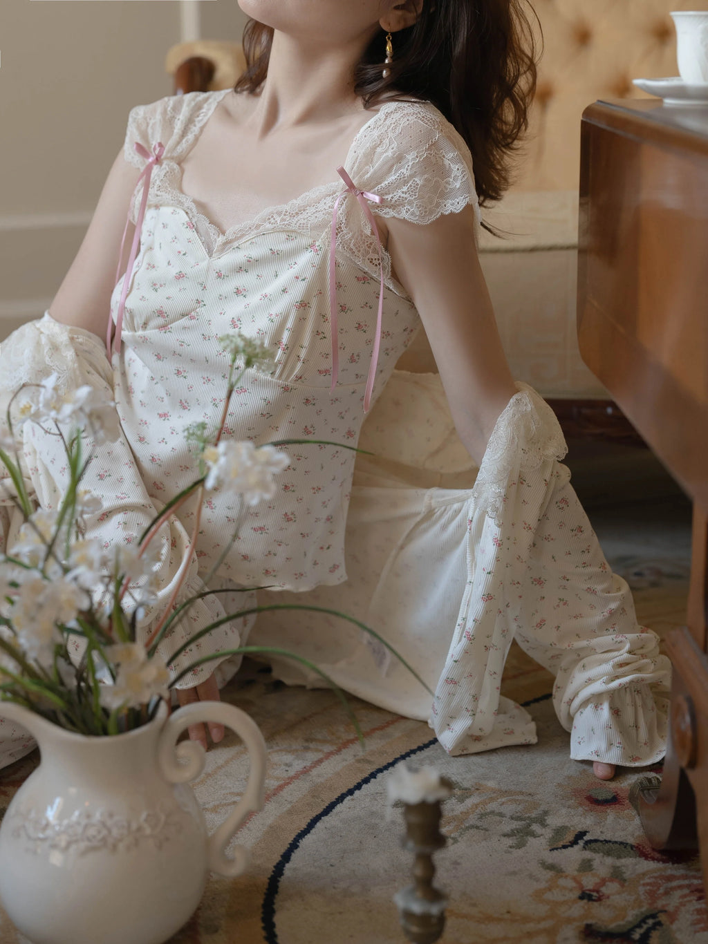 Blossom Morning Lace Loungewear Set