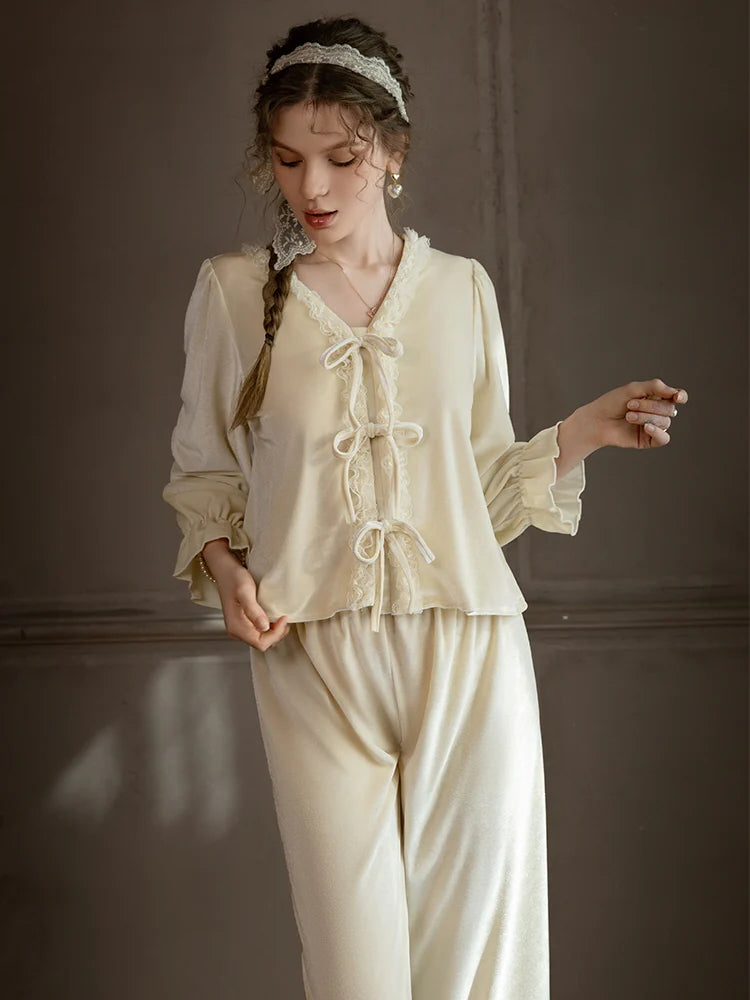 White Velvet Ribbon Pajama