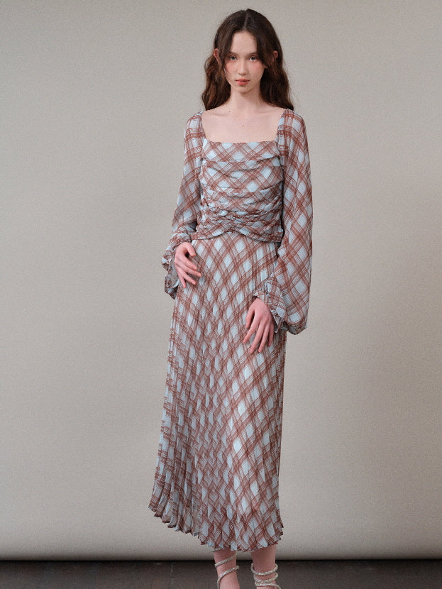 Autumn Plaid Retro Maxi Dress