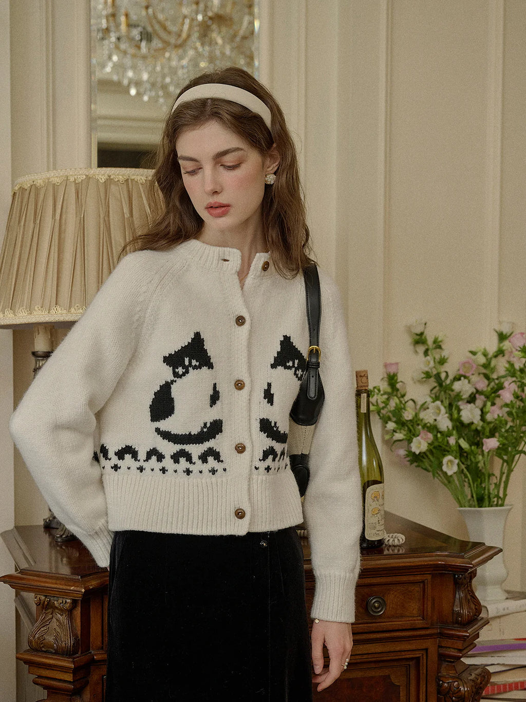 Charming Cat-Inspired Knit Cardigan
