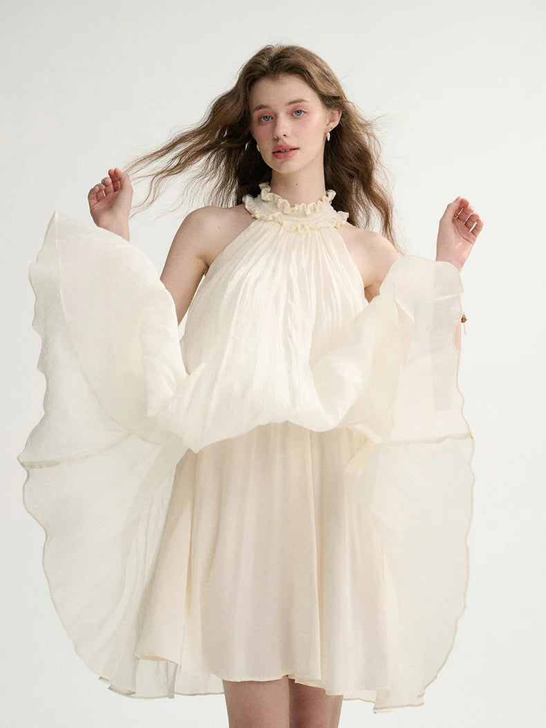 Ethereal Ruffle Halter Dress