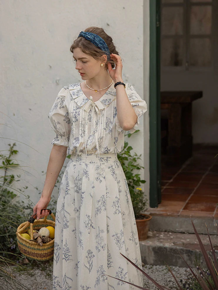 Emma's Sky Blossom Cottage Skirt