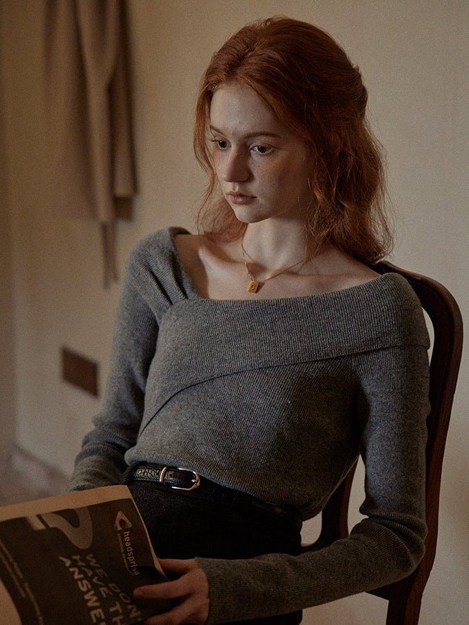 Elegant Off-Shoulder Wool Sweater
