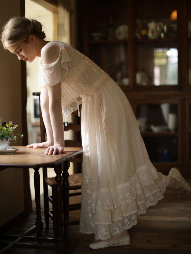 Moonlight Garden Beaded Cold Shoulder Top