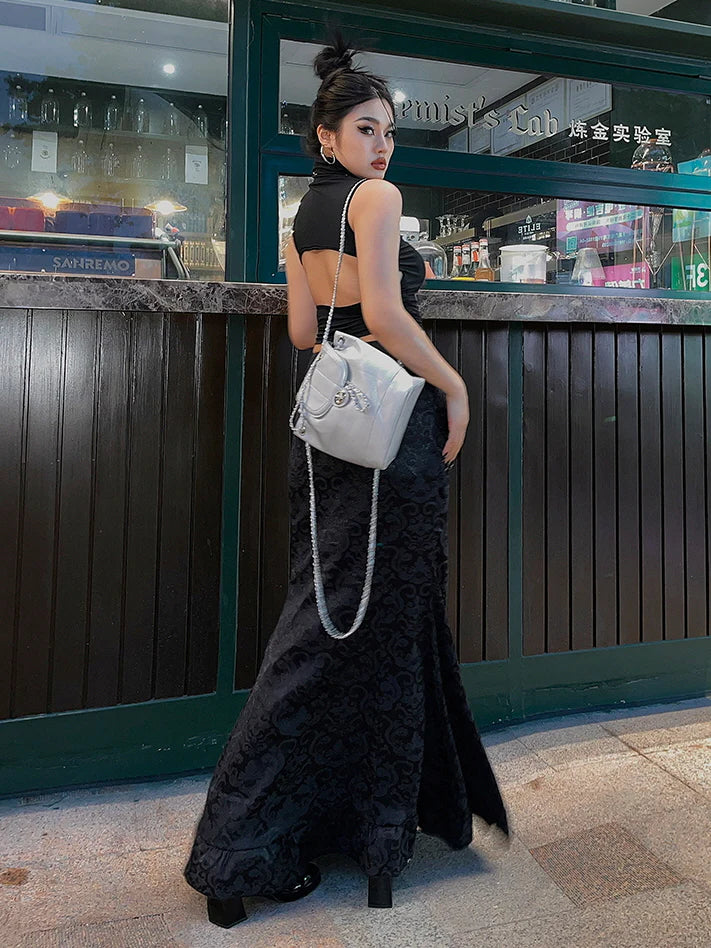 Midnight Baroque Corset & Ruffle Skirt