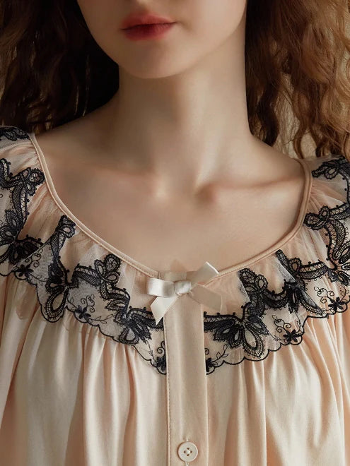 Elegant Lace-Trimmed Pajama Set