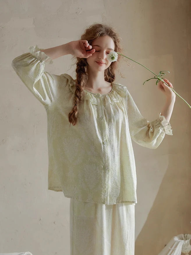 Ethereal Ruffled Floral Nightwear Set
