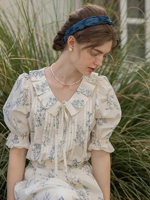 Emma's Sky Blossom Cottage Blouse