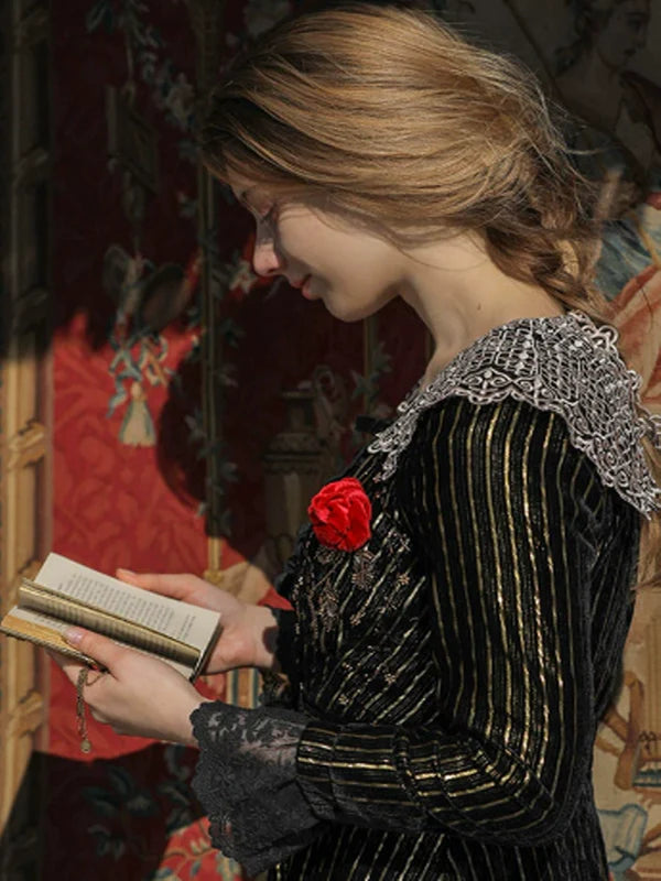 Golden Twilight Lace Dress