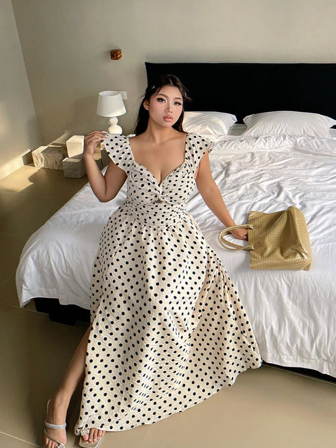 Romantic Polka Dot Plus Size Ruffle Dress