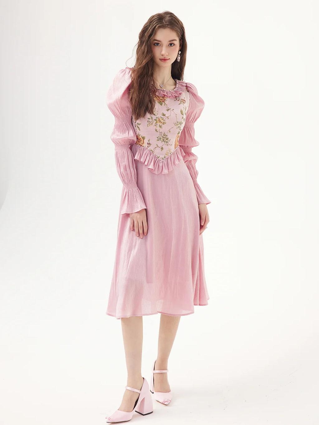 Blossom Elegance Ruffled Floral Dress