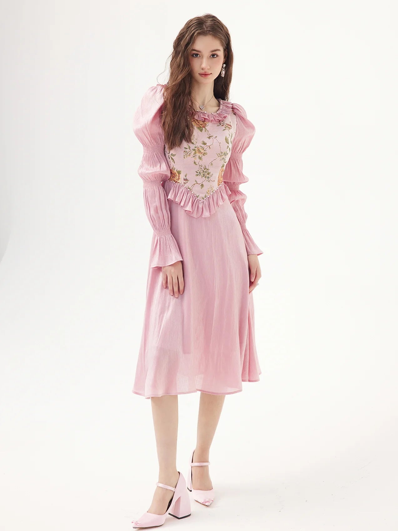 Blossom Elegance Ruffled Floral Dress