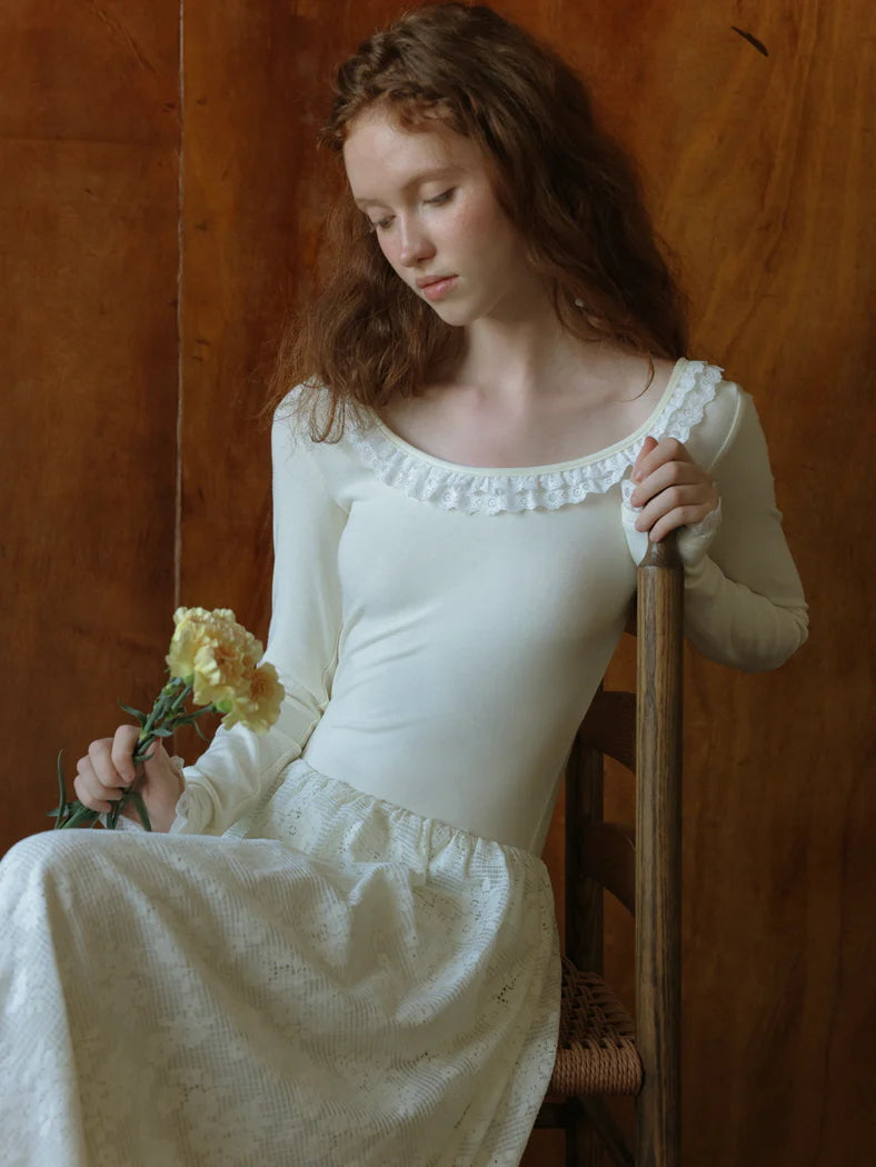 Dreamy White Lace Knit Dress