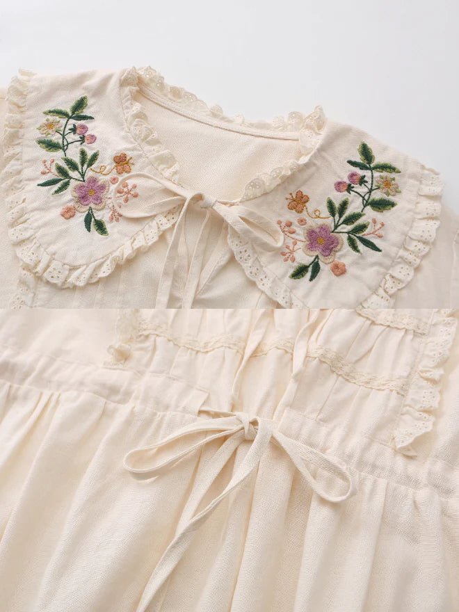Woodland Story Embroidered Cotton Dress