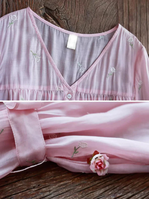 Sunlit Garden Floral Embroidered Dress