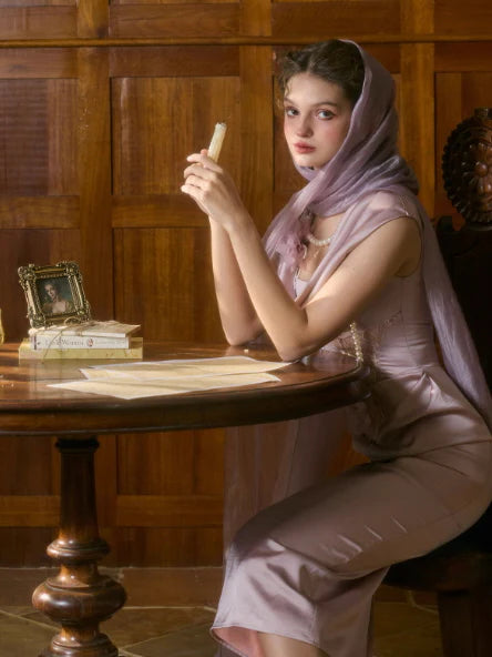 Fairytale Pearl Blossom Satin Dress