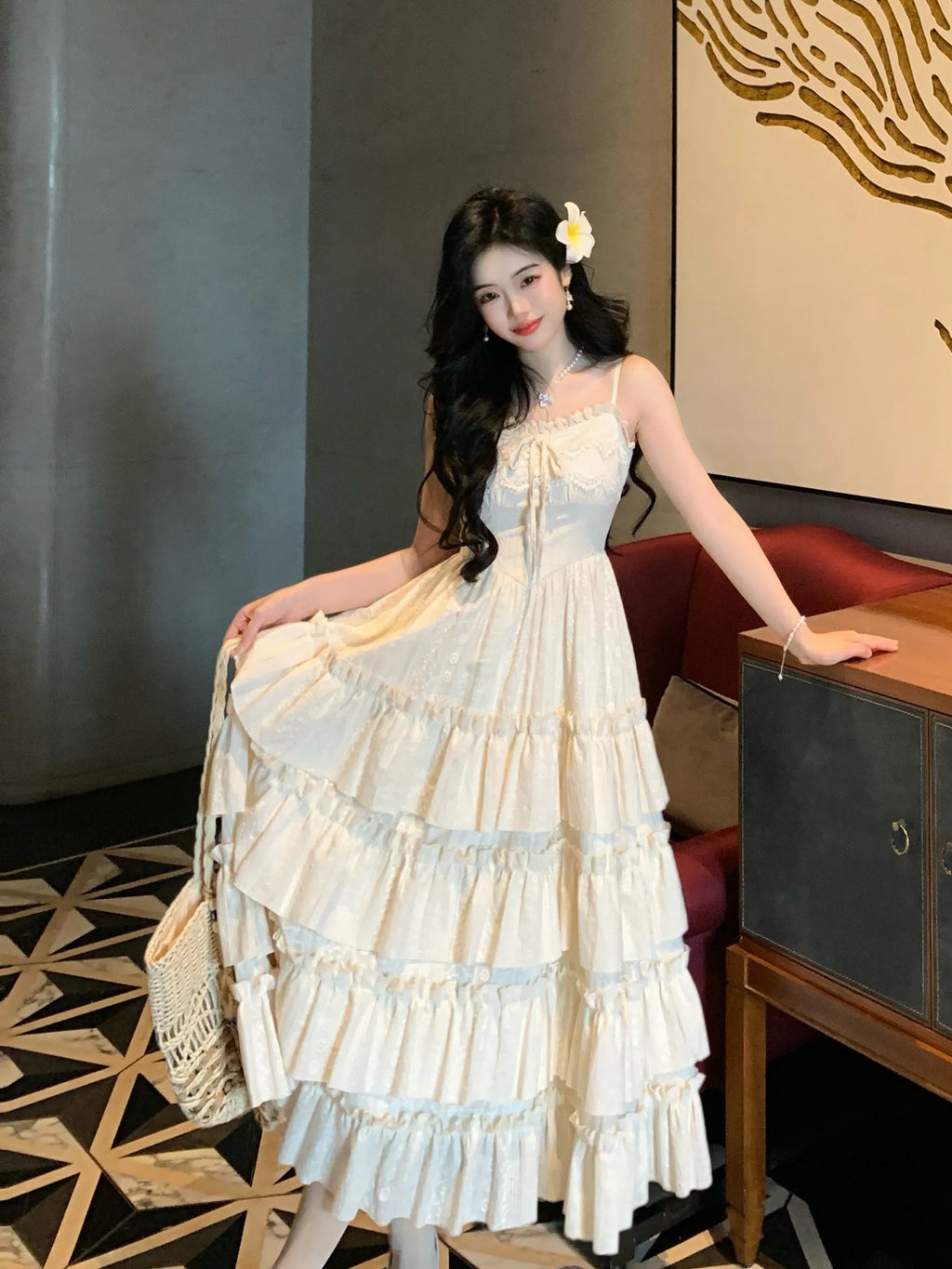 Ethereal Ivory Tiered Maxi Dress