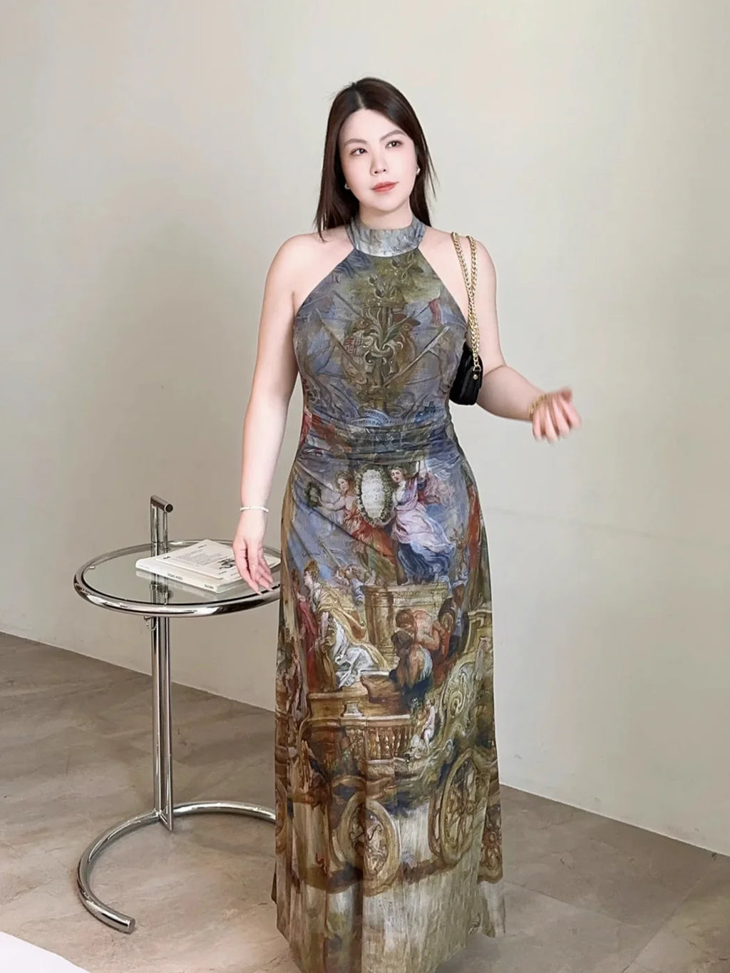 Renaissance Muse Halter Maxi Dress