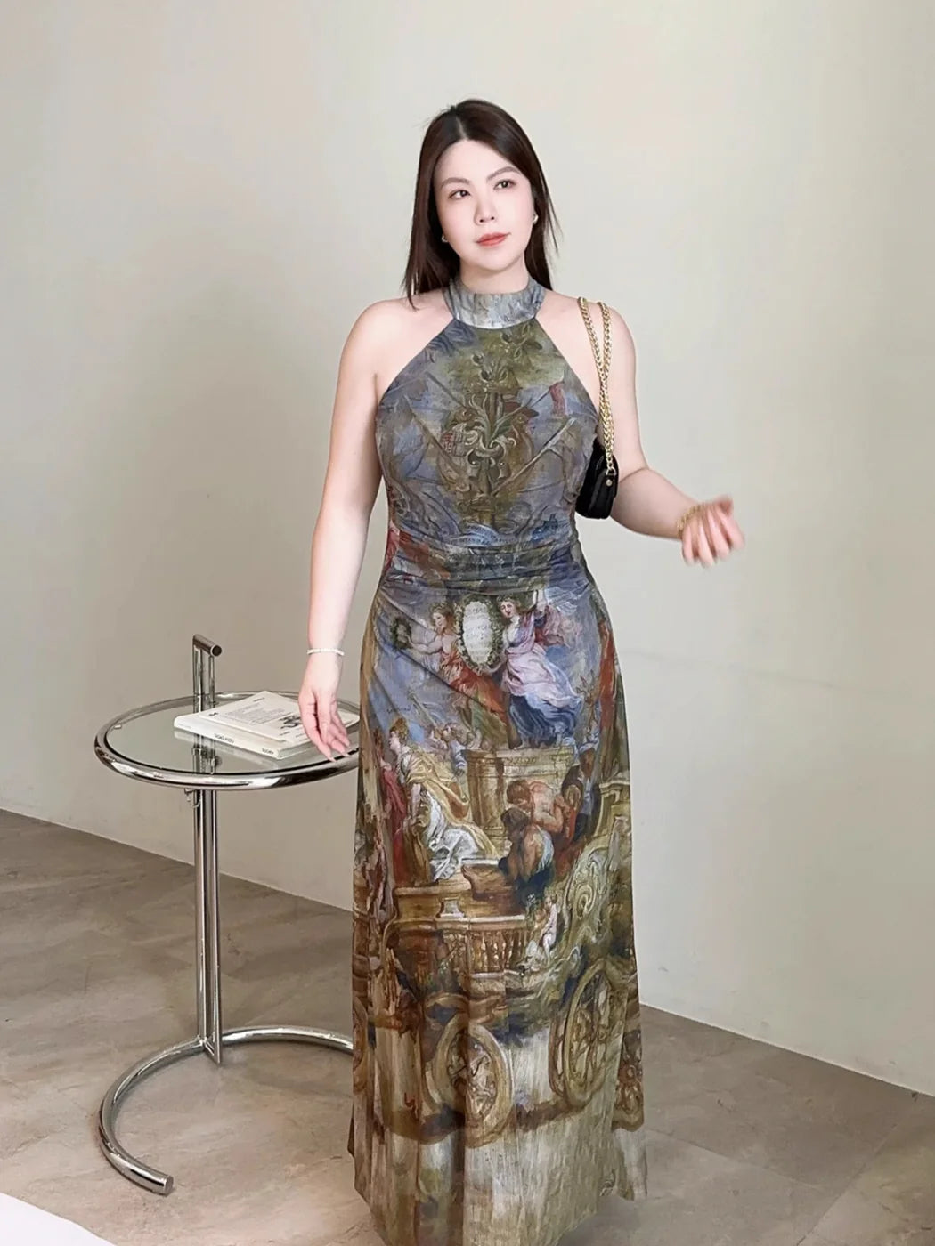 Renaissance Muse Halter Maxi Dress