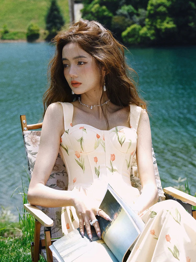 Ethereal Tulip Blossom Corset Dress