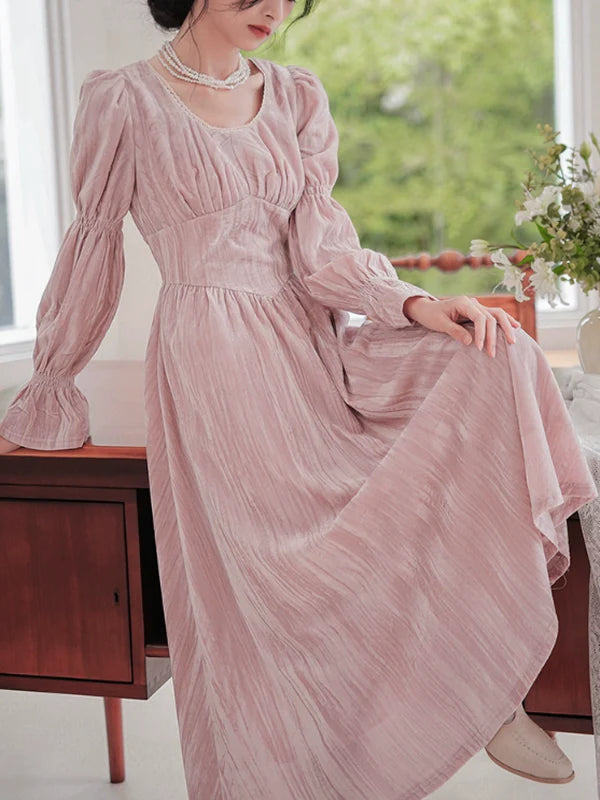 Vintage Pink Velvet Elegance Dress