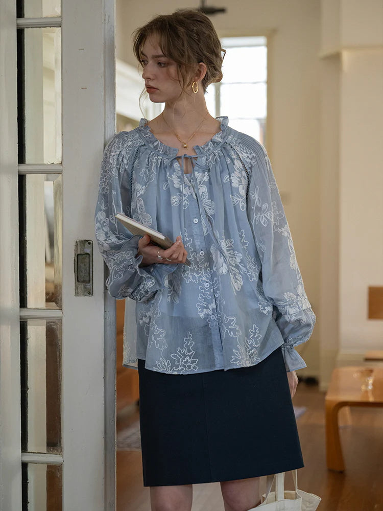 Vintage Embroidered Sheer Blouse