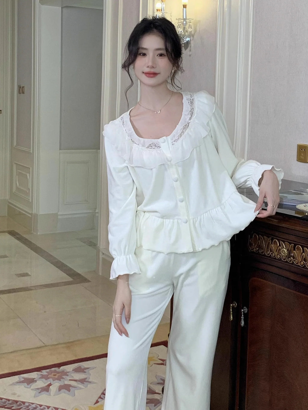 Dreamy Velvet Ruffle Pajama Set