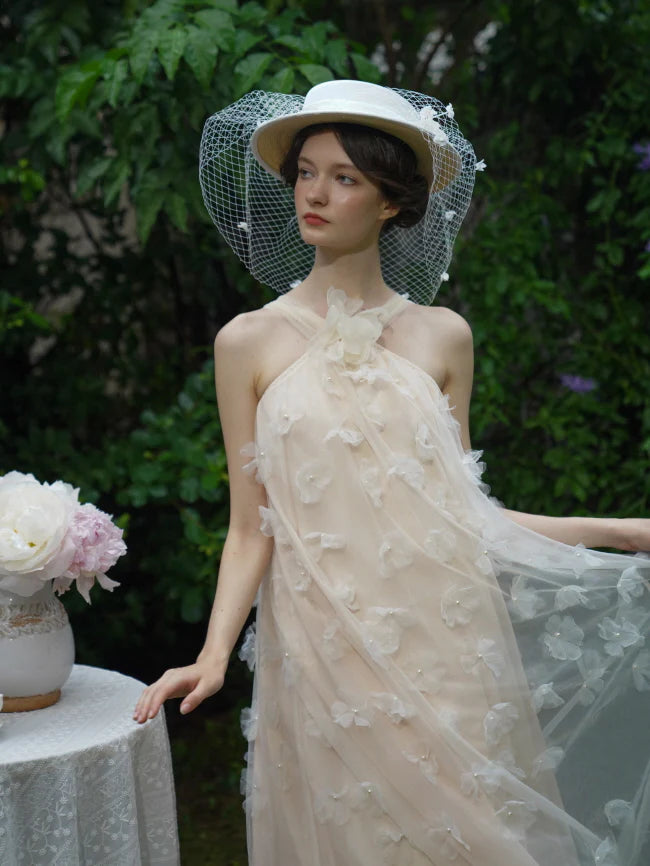Blossom Whisper Halter Tulle Dress