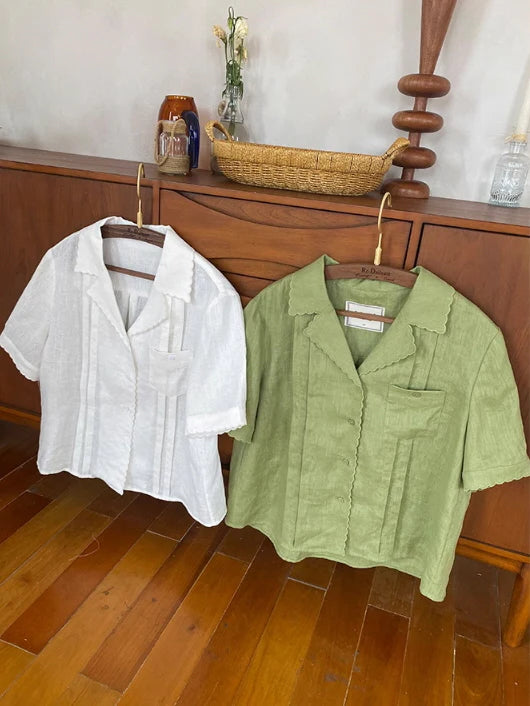 Sophia's Green Linen Blouse