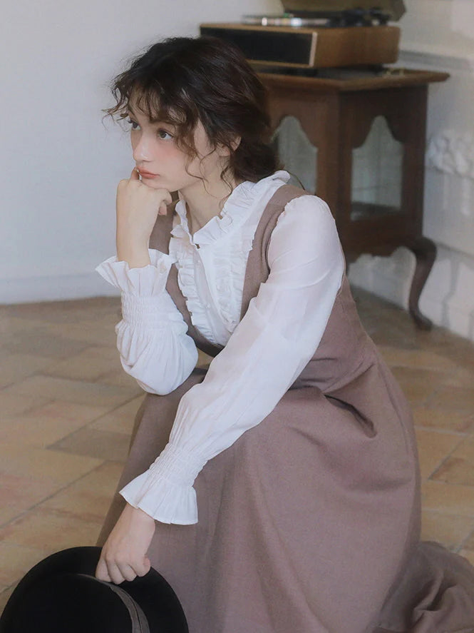 Retro Brown Layered Dress