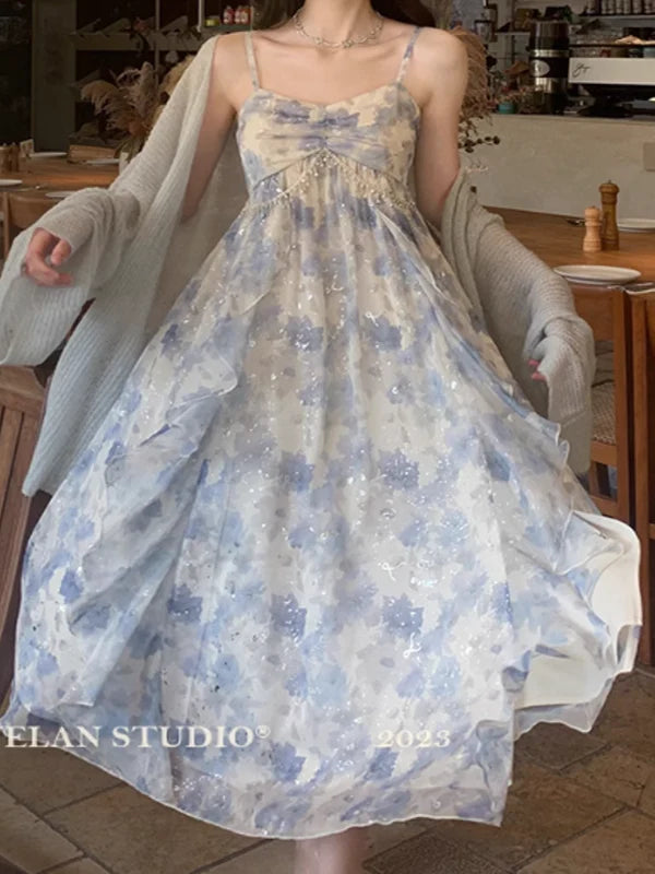 Enchanted Fairy Meadow Blue Dress