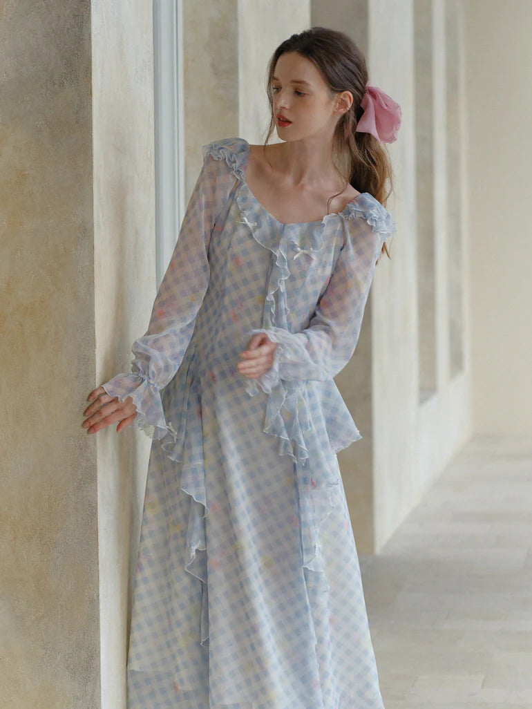 Blue Gingham Ruffle Dream Dress