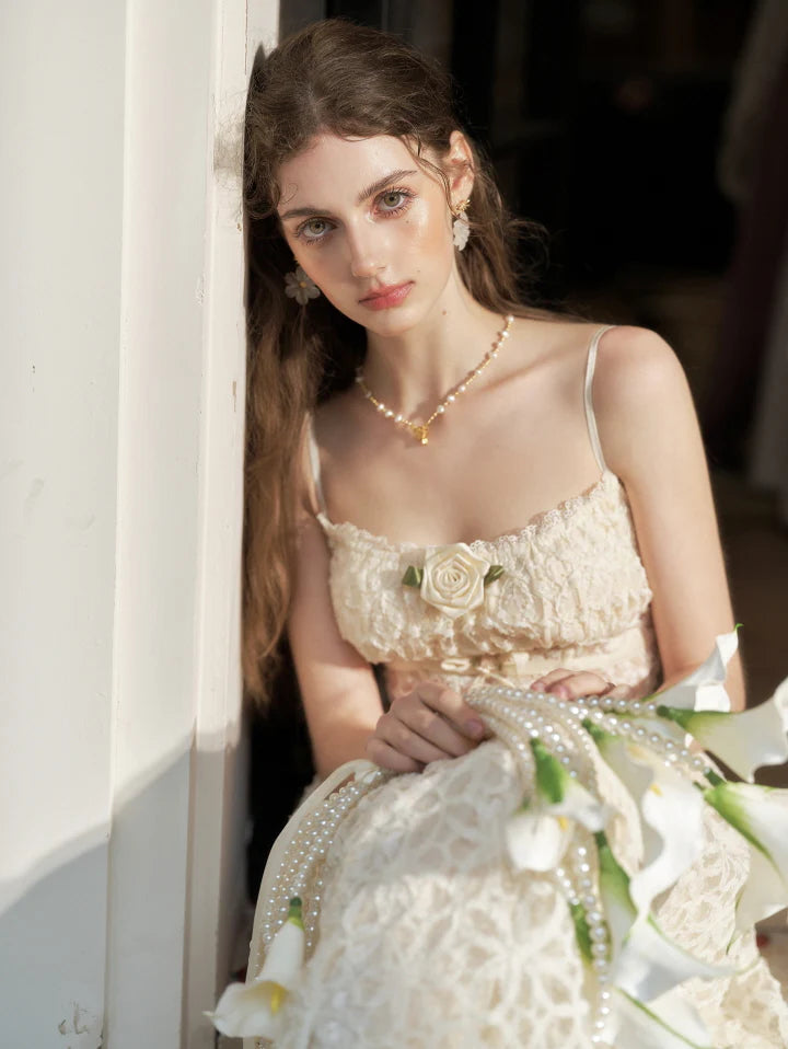 Cream Lace Garden Corset Dress