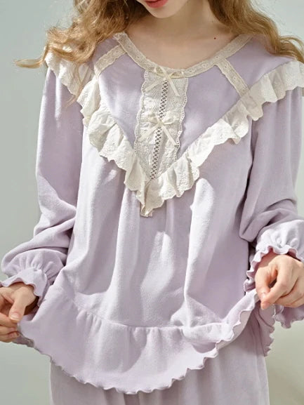 Romantic Velvet  Lace Pajama Set