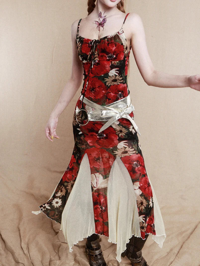 Golden Bloom Mermaid Slip Dress