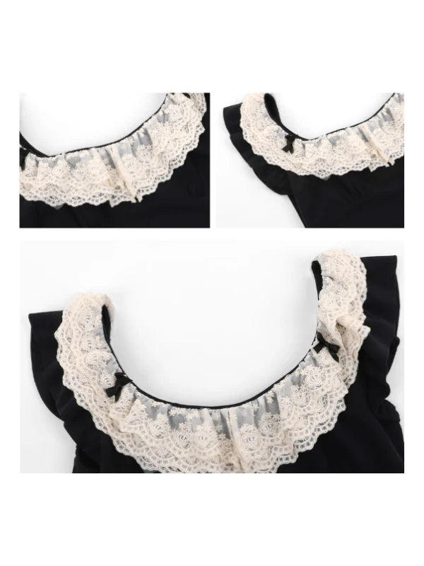 Midnight Lace Ruffle Dress