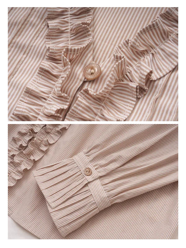 Vintage Charm Ruffled Cotton Blouse