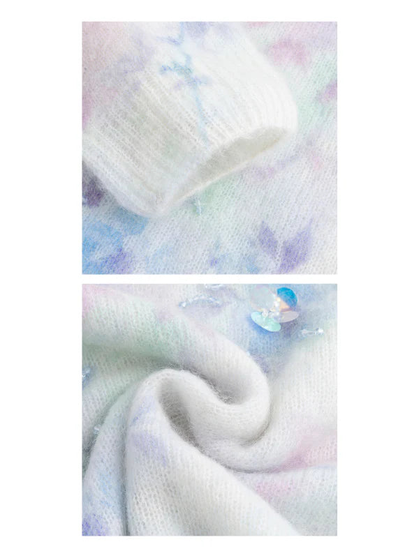 Dreamy Pastel Floral Mohair Sweater