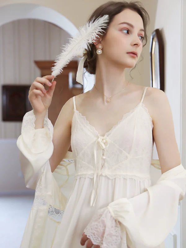 Snowy Lace Elegance Nightgown