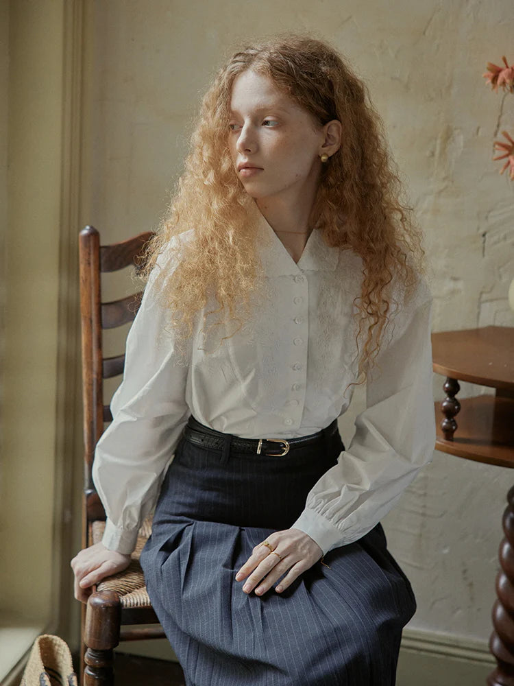 Embroidered Victorian Cotton Blouse