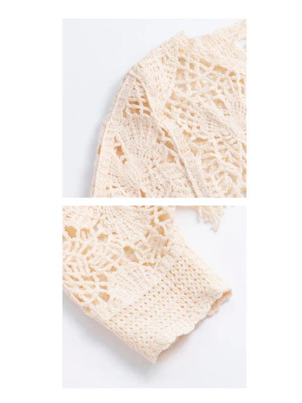 Bohemian Crochet Fringe Knit Top
