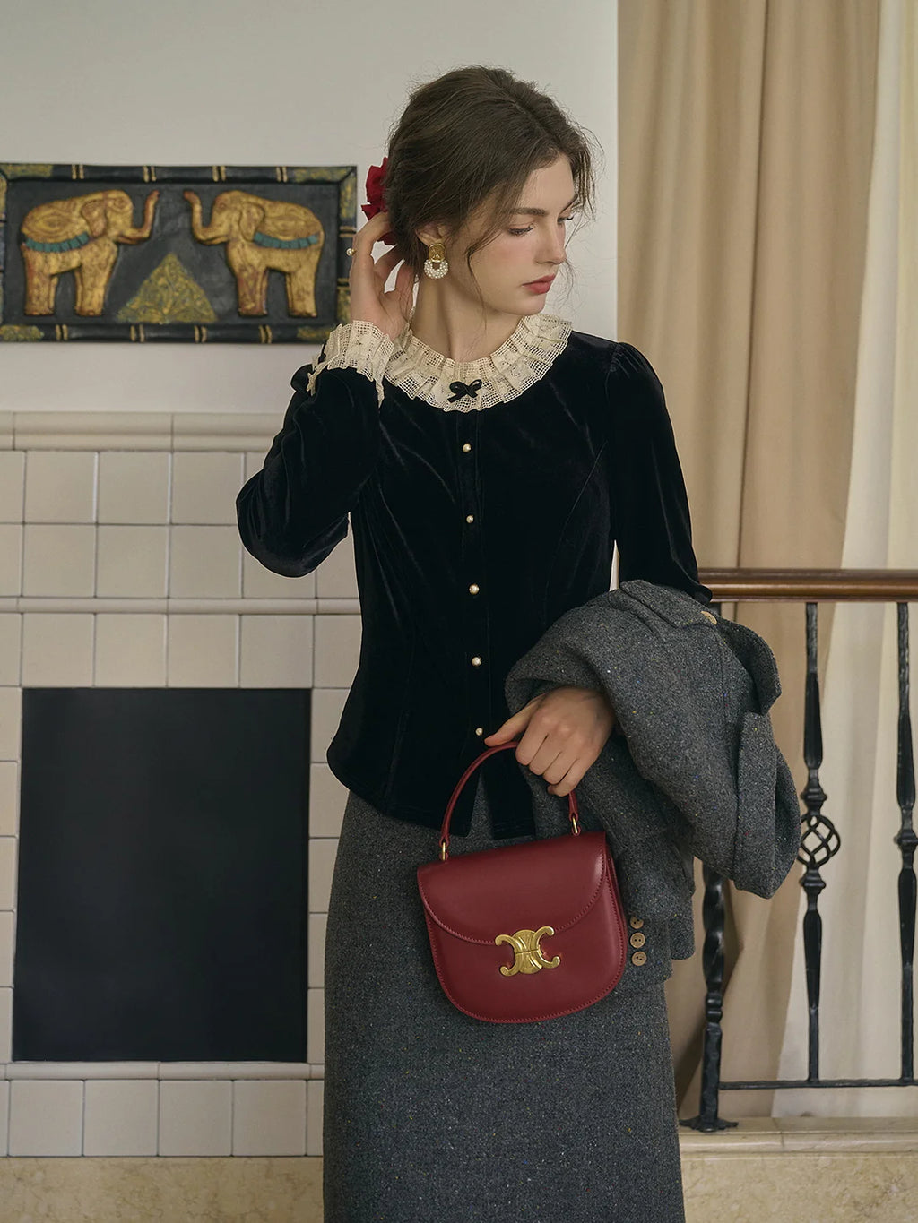 Velvet Elegance Vintage Blouse