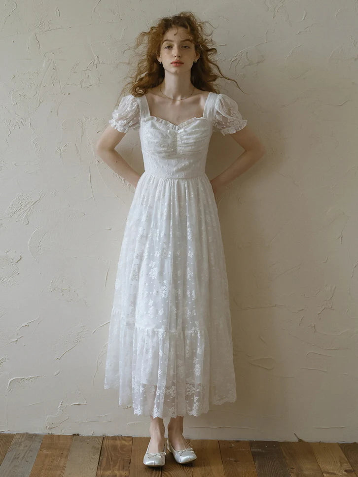 Ethereal Lace White Blossom Dress
