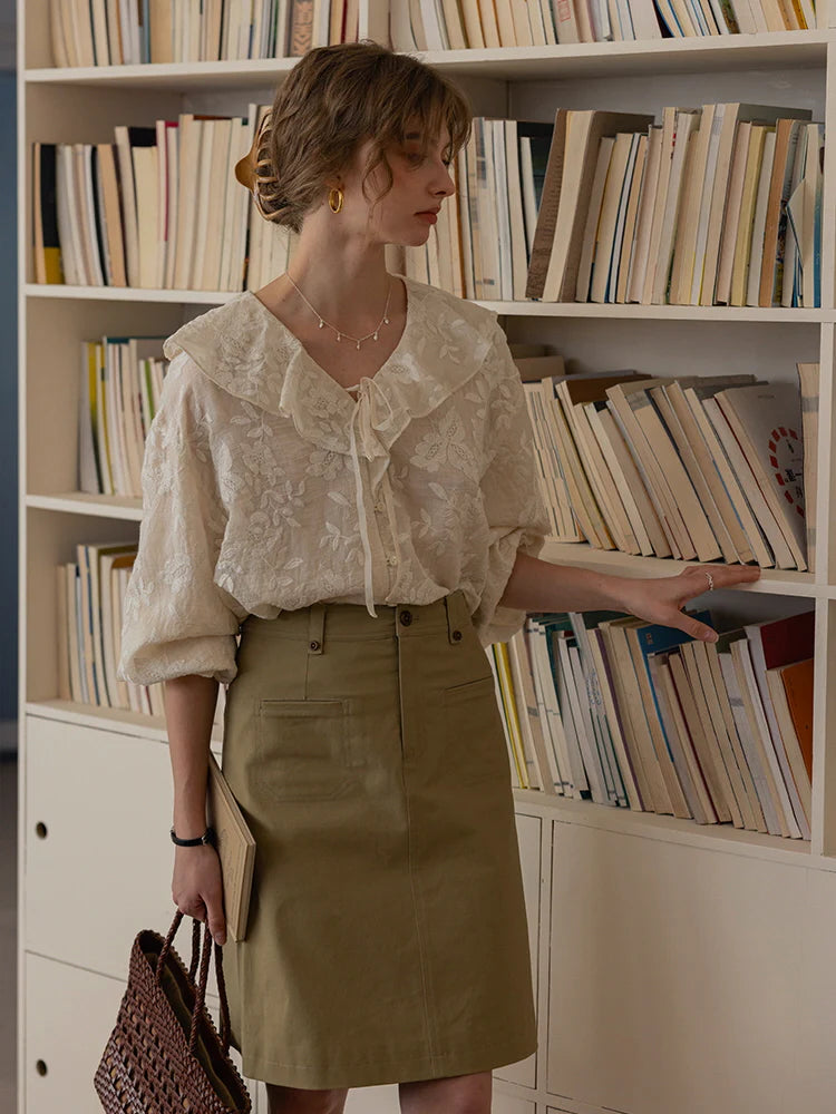 Romantic Sheer Floral Embroidered Blouse