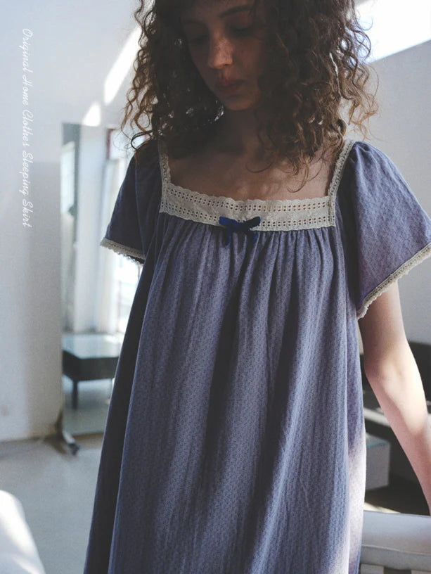 Blue Lace Ribbon Nightgown