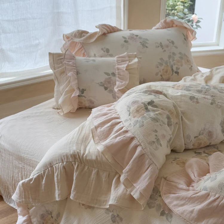 Blush Rose Vintage Floral Bedding Set