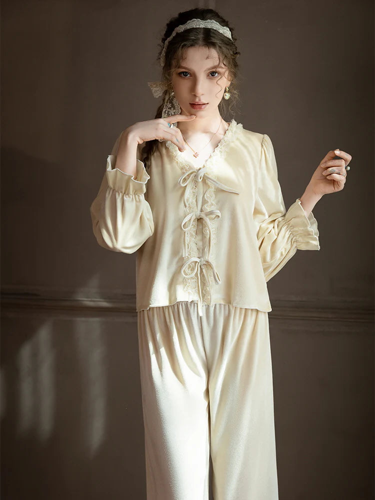 White Velvet Ribbon Pajama