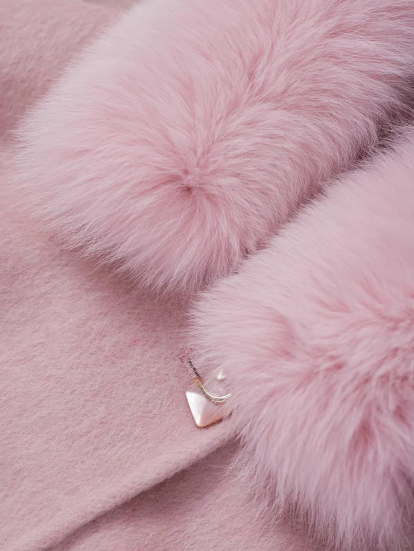 Fur Collar Wool Double-Breasted Coat