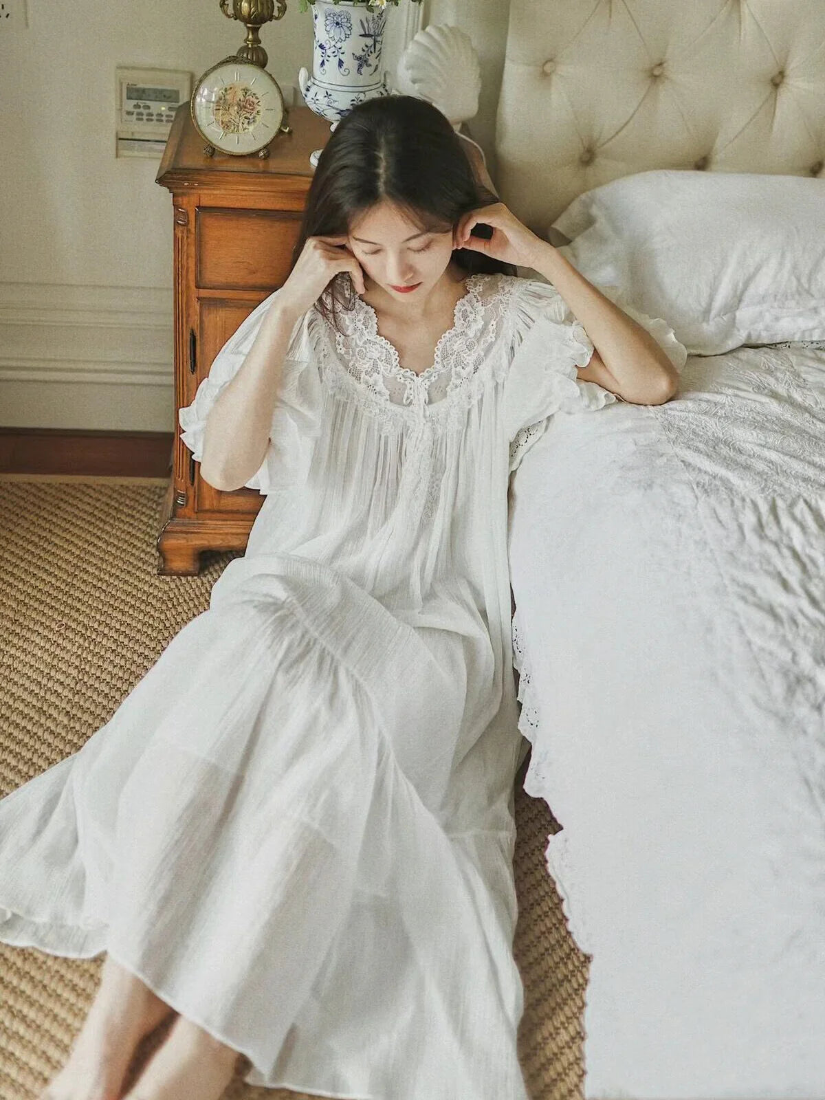 Lace Bloom Cotton Nightgown