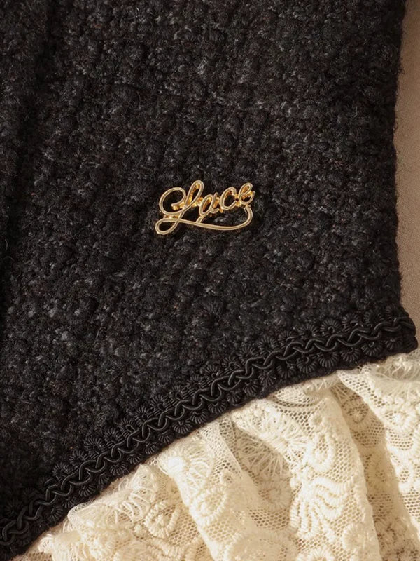 Classic Black Lace Frill Corset Jacket